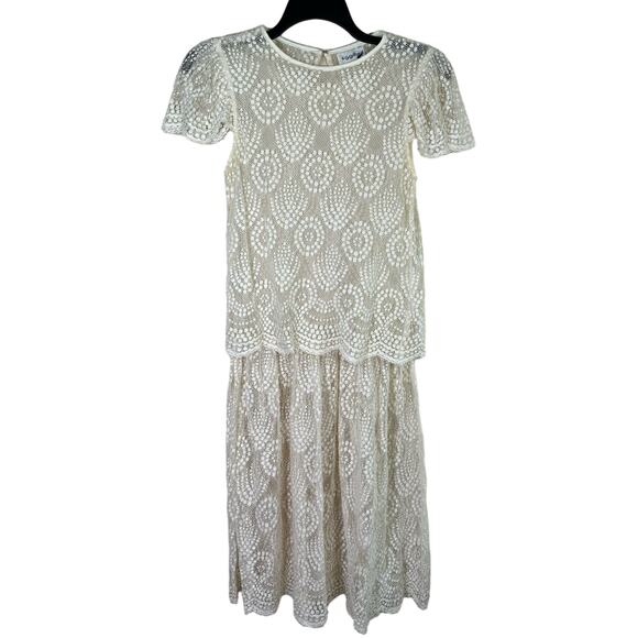 Vintage‎ S.G. Gilbert Lace Midi Dress Cottagecore Granny Scalloped Bride Unique - Picture 1 of 13